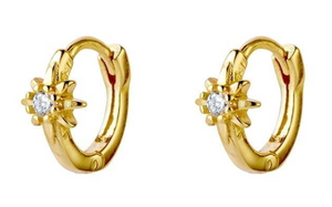 Huggie Gold Earrings - CZ Star
