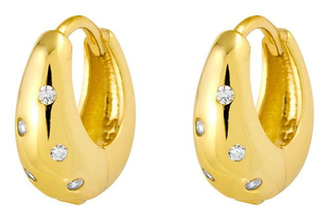 Mini Hoop Gold Earrings - Cubic Zirconia